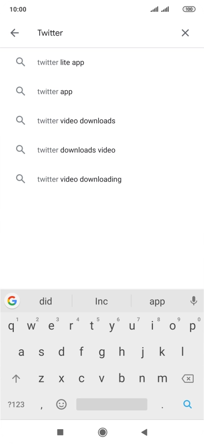 Key in Twitter and press the search icon.