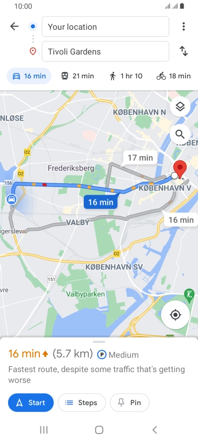 Press the required mode of transportation.