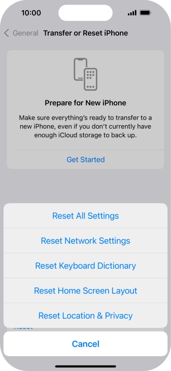 Press Reset All Settings.