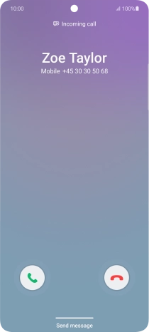 Press and drag the accept call icon right. Press and drag the accept call icon right.