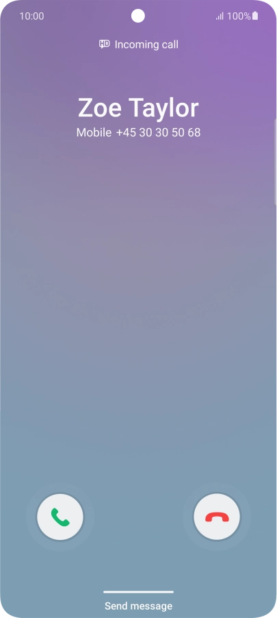 Press and drag the accept call icon right. Press and drag the accept call icon right.