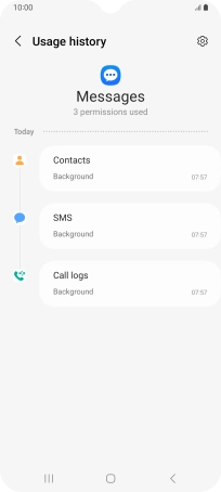 The app activity for the selected app is displayed.