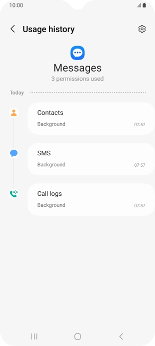 The app activity for the selected app is displayed.