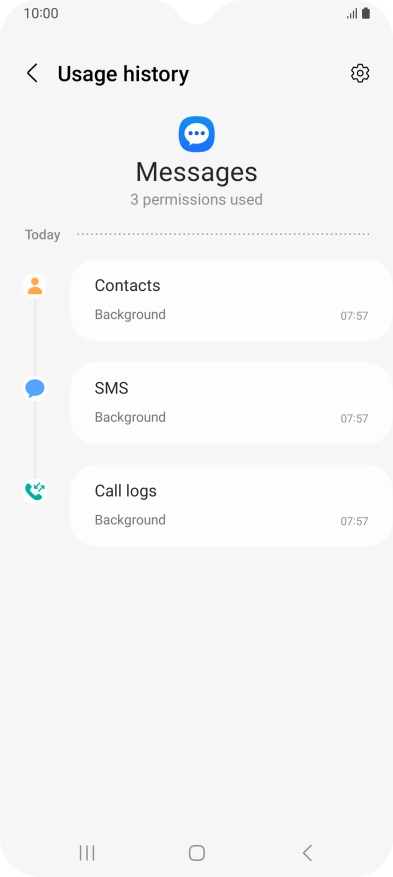 The app activity for the selected app is displayed.