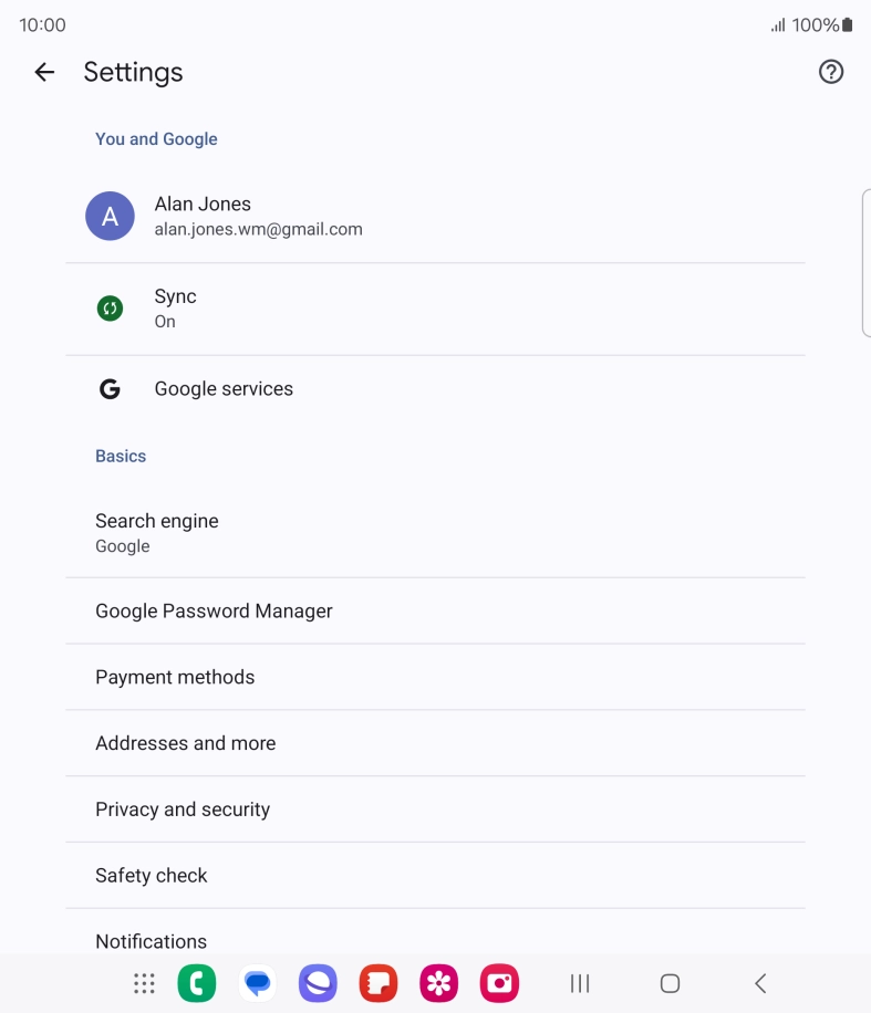 Press Privacy and security.