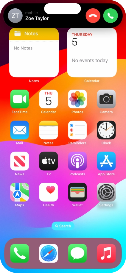 To answer or reject a call in Dynamic Island, press the required icon during an incoming call.