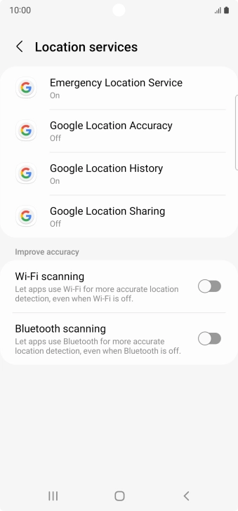 Press Google Location Accuracy.