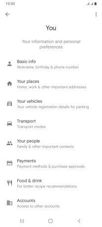 Press Basic info and follow the instructions on the screen to select phone owner settings.
