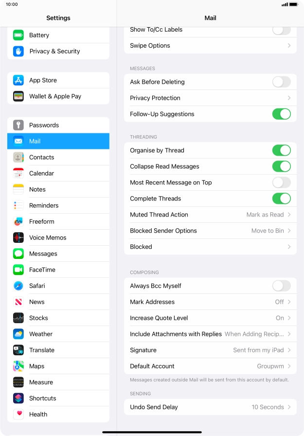 Press Default Account.