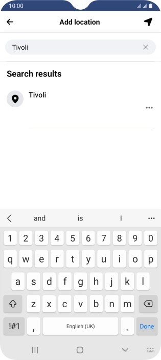 Press the required location.