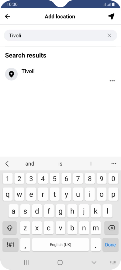 Press the required location.
