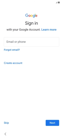 Press Email or phone and key in the username for your Google account.