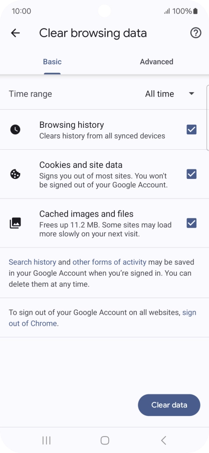 Press the fields next to the required data types.