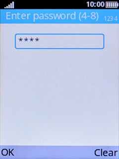 Key in the phone lock code (default is 0000) and press the Left selection key.