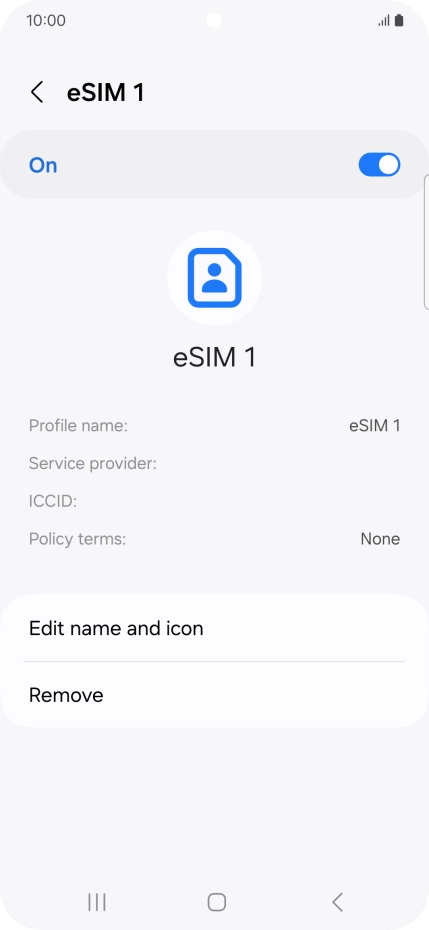 Press Remove and follow the instructions on the screen to delete your eSIM.