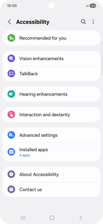 Press Vision enhancements and follow the instructions on the screen to select the required settings.