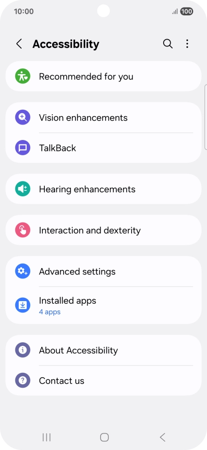 Press Vision enhancements and follow the instructions on the screen to select the required settings.