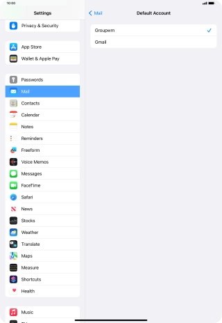 Press the required email account to select the email account as your default account.