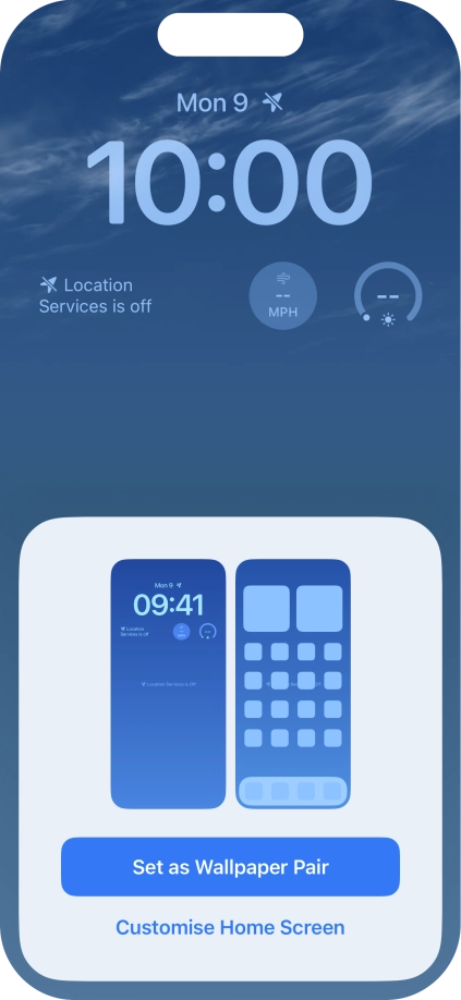 To use the same colour theme on the home screen, press Set as Wallpaper Pair.