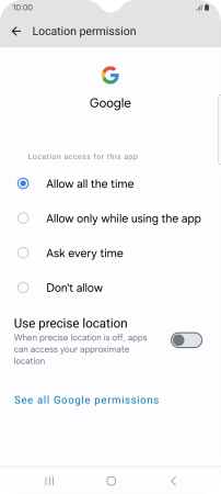 Press the required setting.