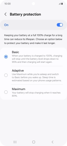 Press the required setting. Press the required setting.