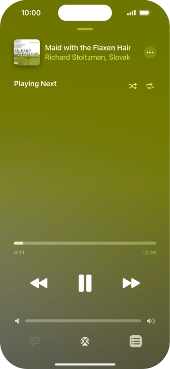 Press the shuffle icon to turn the function on or off.