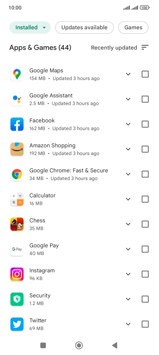 Press the required app.