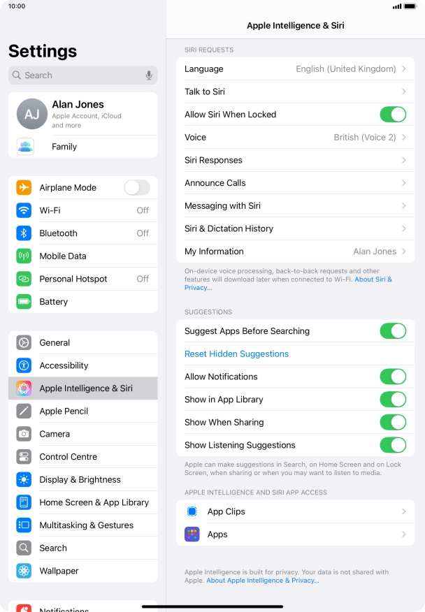 Press the indicator next to 
