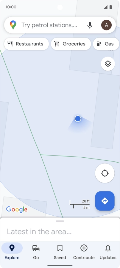 Press the search field and key in the required destination.