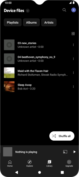 Press the required audio file. Press the required audio file.
