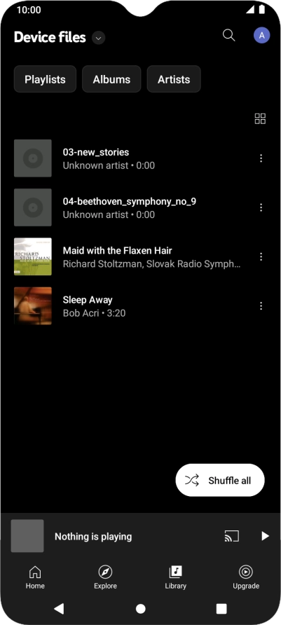 Press the required audio file. Press the required audio file.