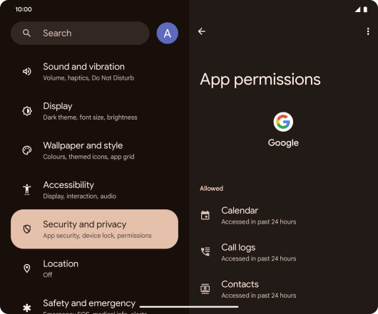 The app activity for the selected app is displayed. The app activity for the selected app is displayed.