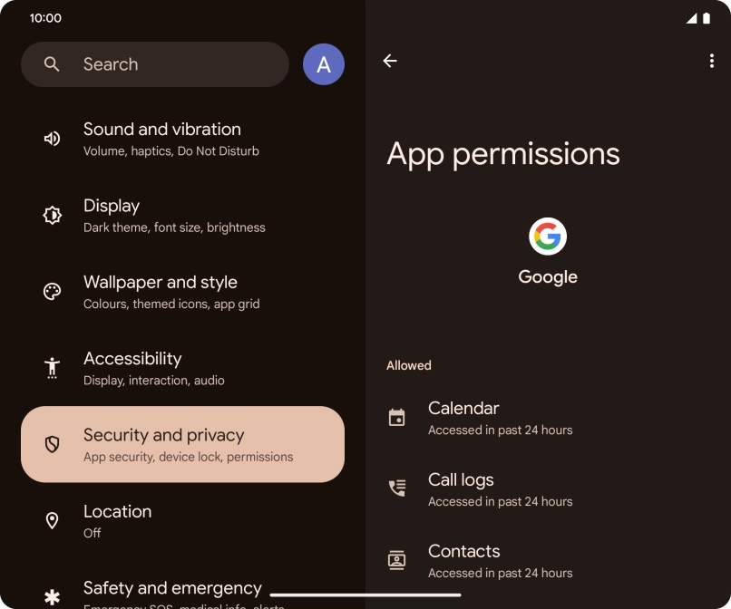 The app activity for the selected app is displayed. The app activity for the selected app is displayed.