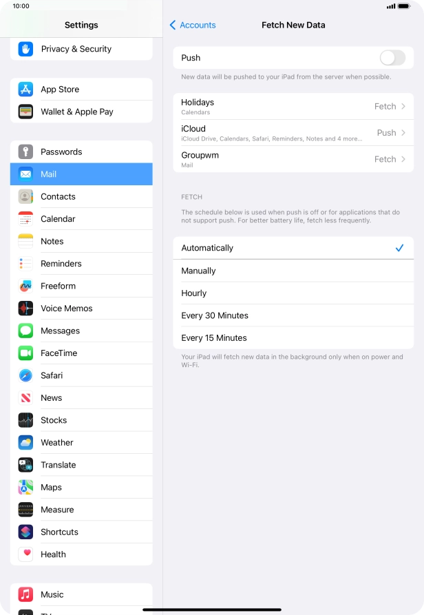 If you turn off the function, press the required setting.