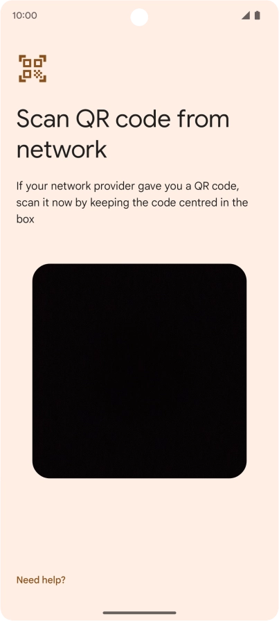 Place the QR code you've received inside the phone camera frame to scan the code. Your eSIM is transferred to your new phone over the internet.