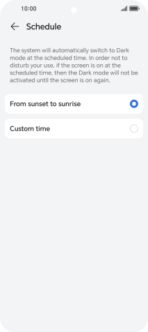 Press the required setting.