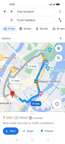 Press the required mode of transportation.