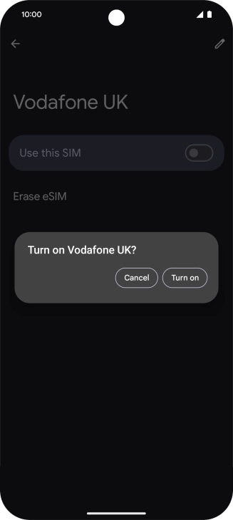 Press Turn on.