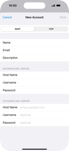 Press Host Name and key in the name of your email provider's outgoing server.
