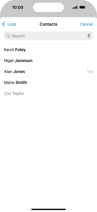 Press the required contact. Press the required contact.