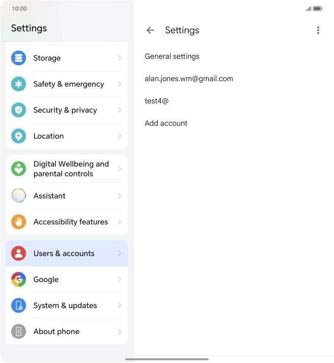Press the required email account.