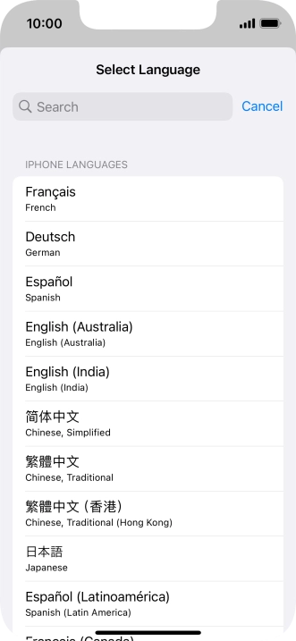 Press the required language.