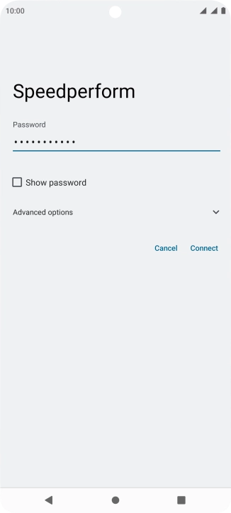 Key in the password for the Wi-Fi network and press Connect.