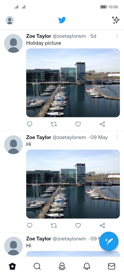 Press the new tweet icon. Press the new tweet icon.