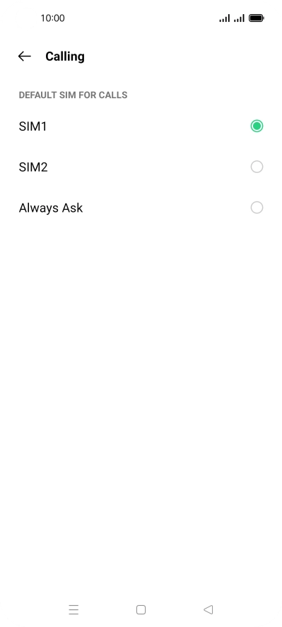 Press the required setting. Press the required setting.