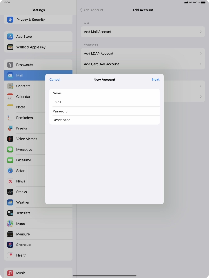 Press Description and key in the required name. Press Description and key in the required name.