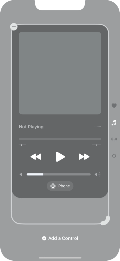 Press the remove icon on the required Control Centre page to remove it from Control Centre.
