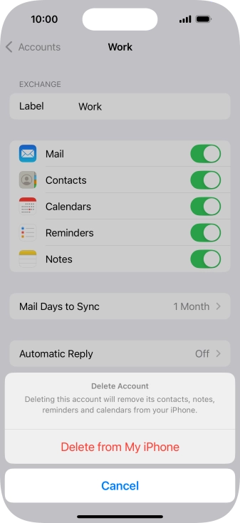 Press Delete from My iPhone.