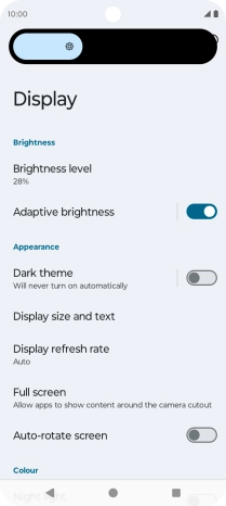 Drag the brightness indicator right or left to select the required brightness level.