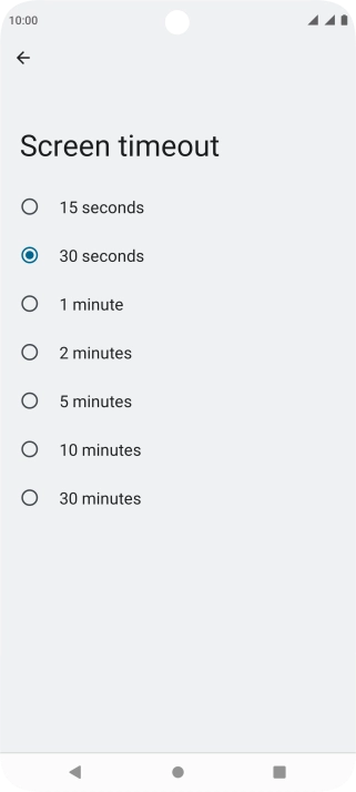 Press the required setting.
